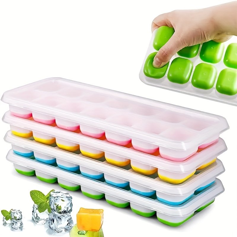 Bac à Glaçons Silicone 12 Cubes « CubiSeal » – Couvercle Hermétique & Démoulage Facile — Bleu (3/8)