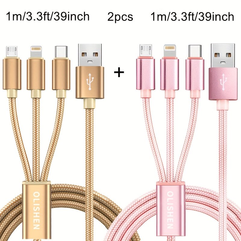 Câble « Trio » – 3-en-1 USB-C, Lightning et Micro-USB Nylon Renforcé — 1 m (2/8)