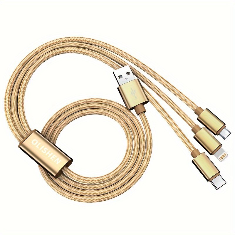 Câble « Trio » – 3-en-1 USB-C, Lightning et Micro-USB Nylon Renforcé — 1 m (3/8)