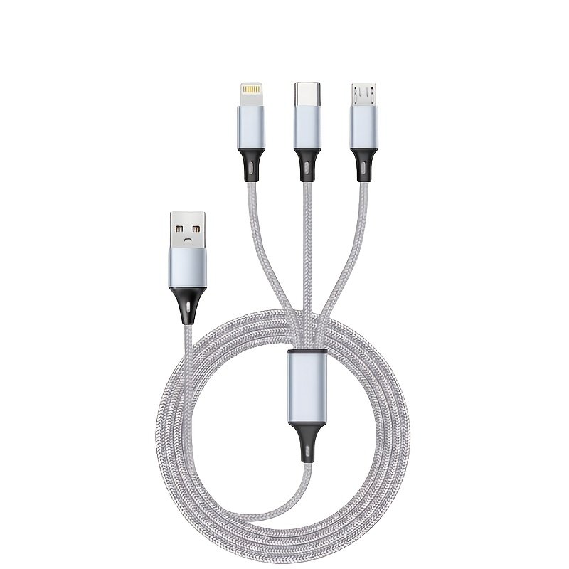 Câble « Trio » – 3-en-1 USB-C, Lightning et Micro-USB Nylon Renforcé — 1 m (5/8)