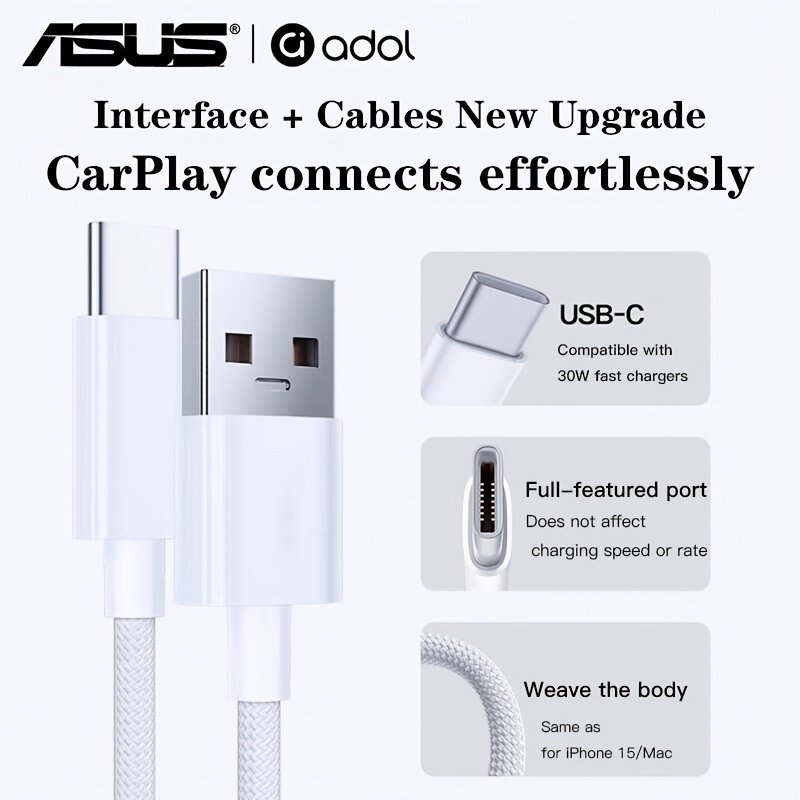 Câble « Drive » – USB-C vers USB-C 2 m pour Voiture et CarPlay — Blanc (4/9)
