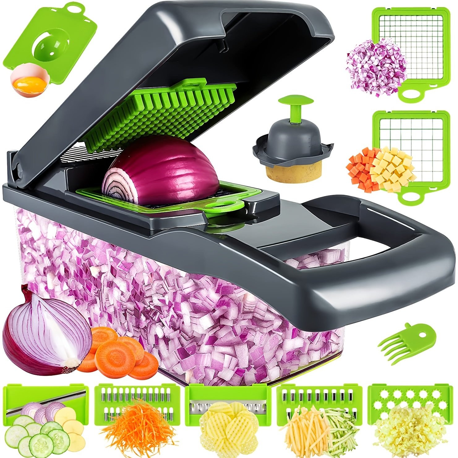 Coupe-Légumes Multifonction « MultiSlice » – Set 14/16 Pièces, Trancher, Râper & Émincer — 14 pièces (2/9)