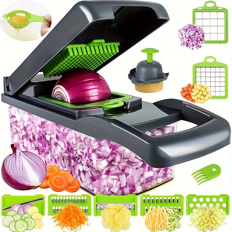 Multifunctional Vegetable Cutter "MultiSlice" – 14/16-Piece Set to Slice, Grate & Julienne — 14 pièces