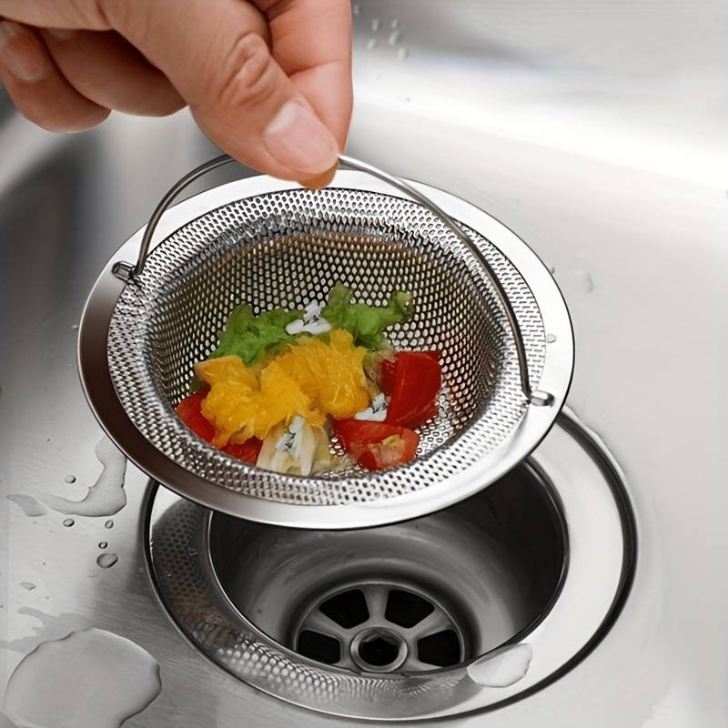 Stainless Steel Sink Strainer "DrainStop" – Handy Handle, Clog-Proof & Rust-Resistant