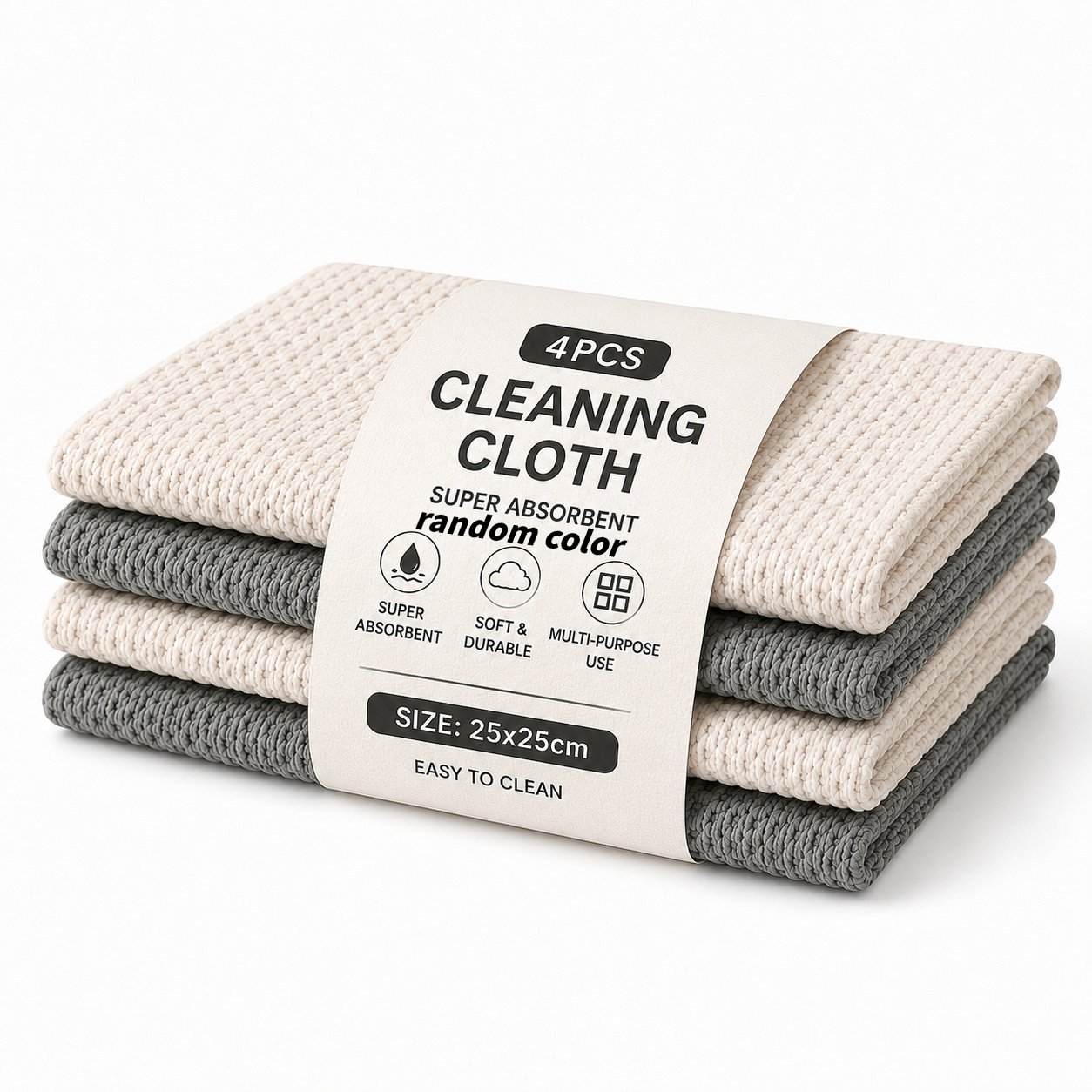 Lavettes Vaisselle 100 % Coton « CotoNette » – Lot Doux & Ultra-Absorbant — Beige (7/11)