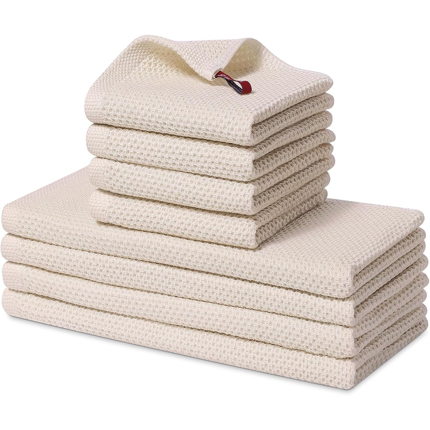Lavettes Vaisselle 100 % Coton « CotoNette » – Lot Doux & Ultra-Absorbant — Beige (10/11)