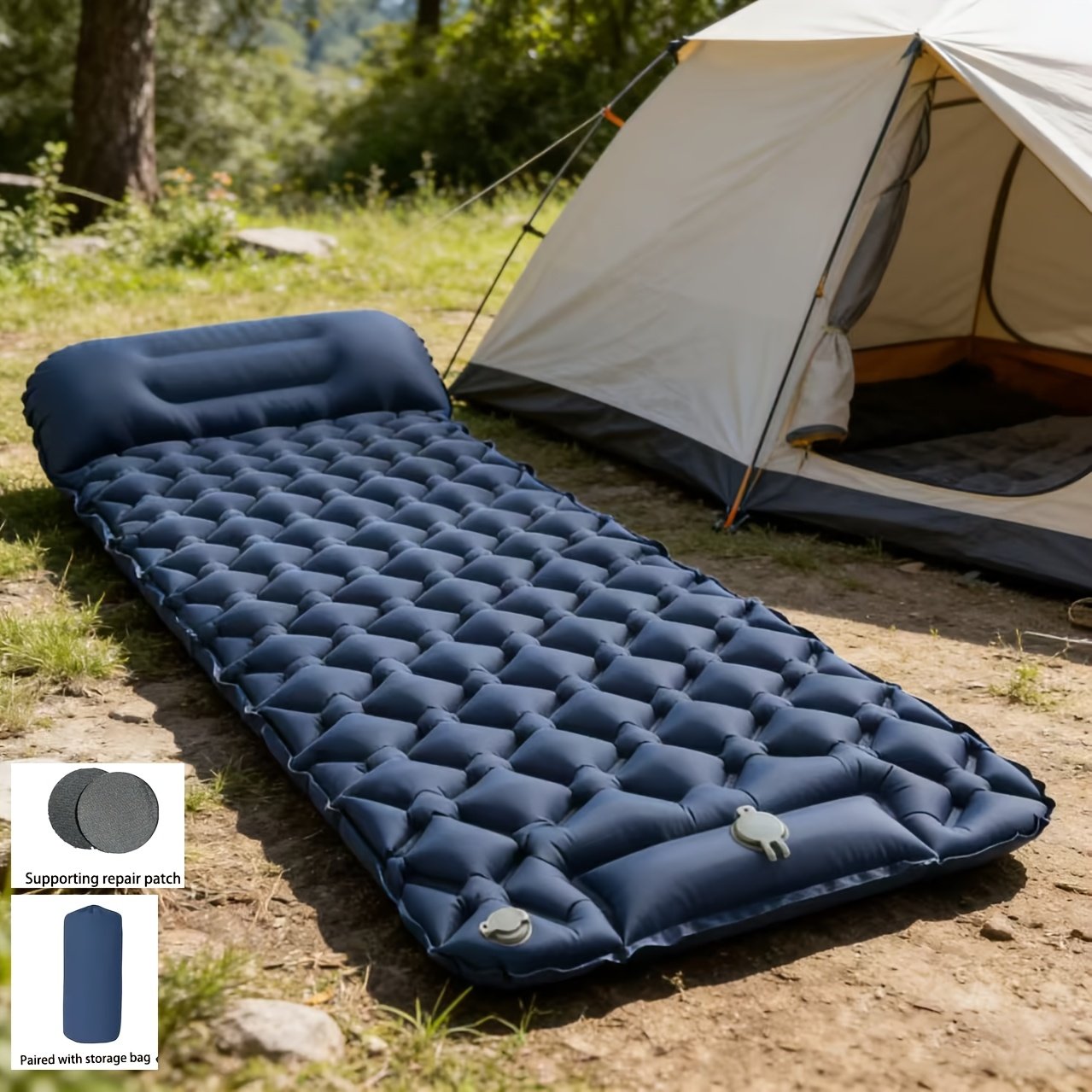 Matelas Gonflable Camping 1 Personne « Quick Air » – Gonflage en 1 Minute — Vert pluie printanière (13/15)