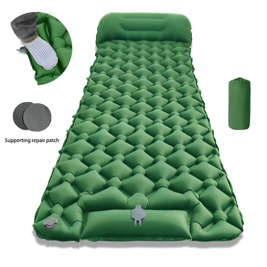 Matelas Gonflable Camping 1 Personne « Quick Air » – Gonflage en 1 Minute — Vert pluie printanière (15/15)