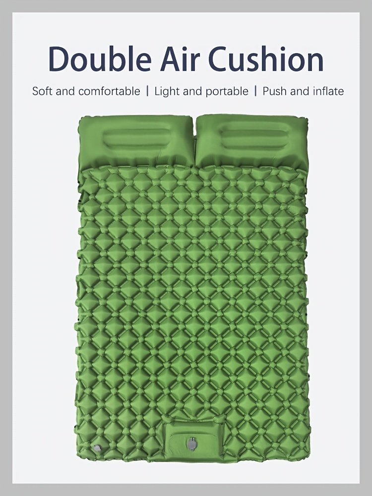 Matelas Gonflable Camping 2 Personnes « Duo Rhombus » – Modulable & Emboîtable — Vert printemps (5/10)