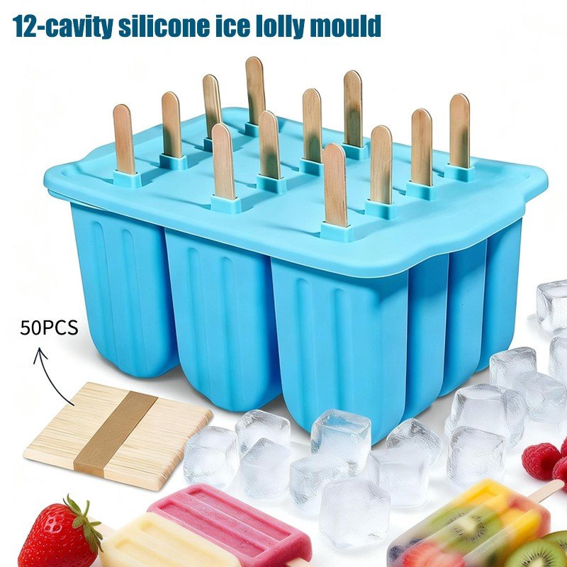 Moules à Glace Silicone « FrostiPop » – Bâtonnets Maison Faciles à Démouler — Bleu (4/11)