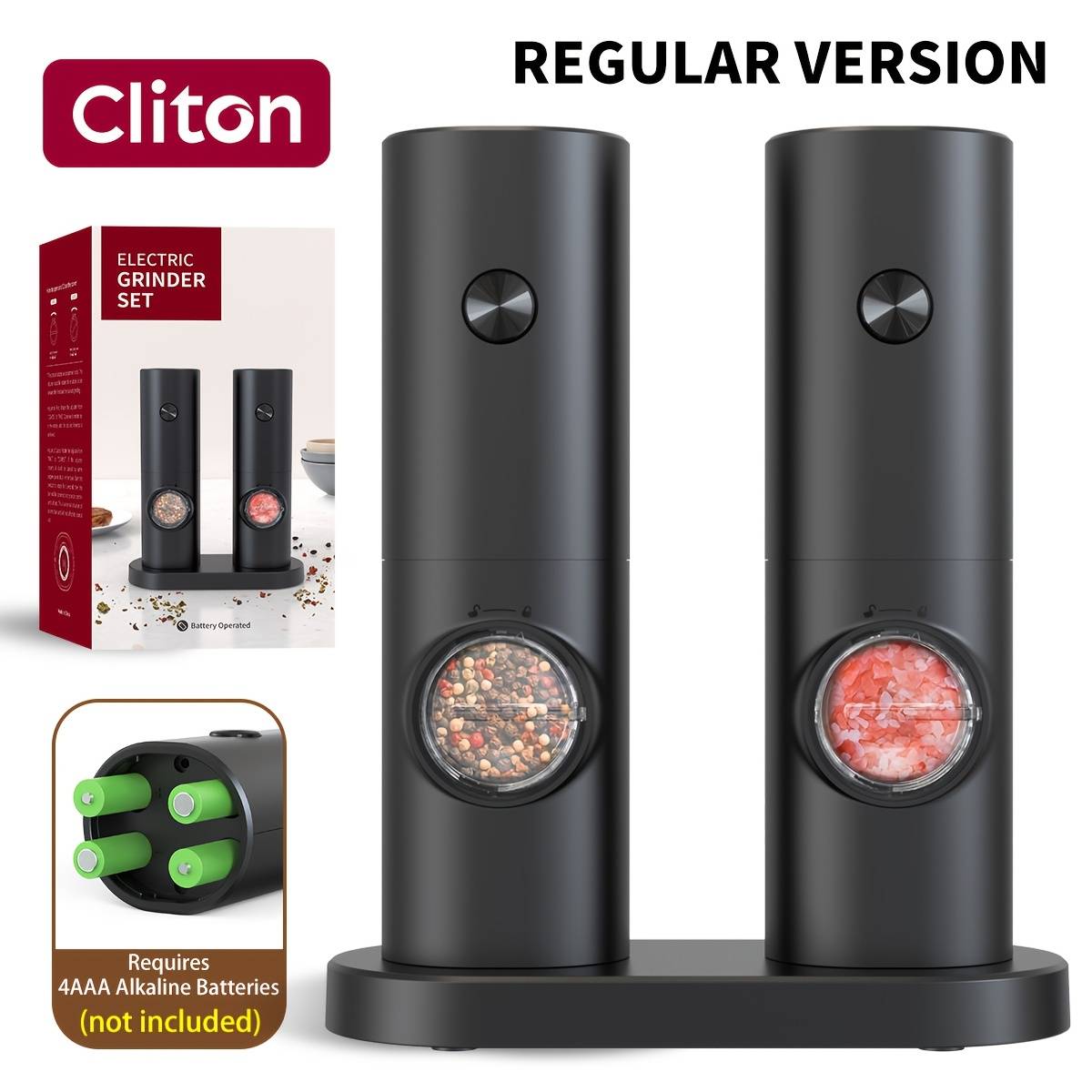 Electric Salt & Pepper Grinders "DuoSpice" – Set of 2, Adjustable Grind