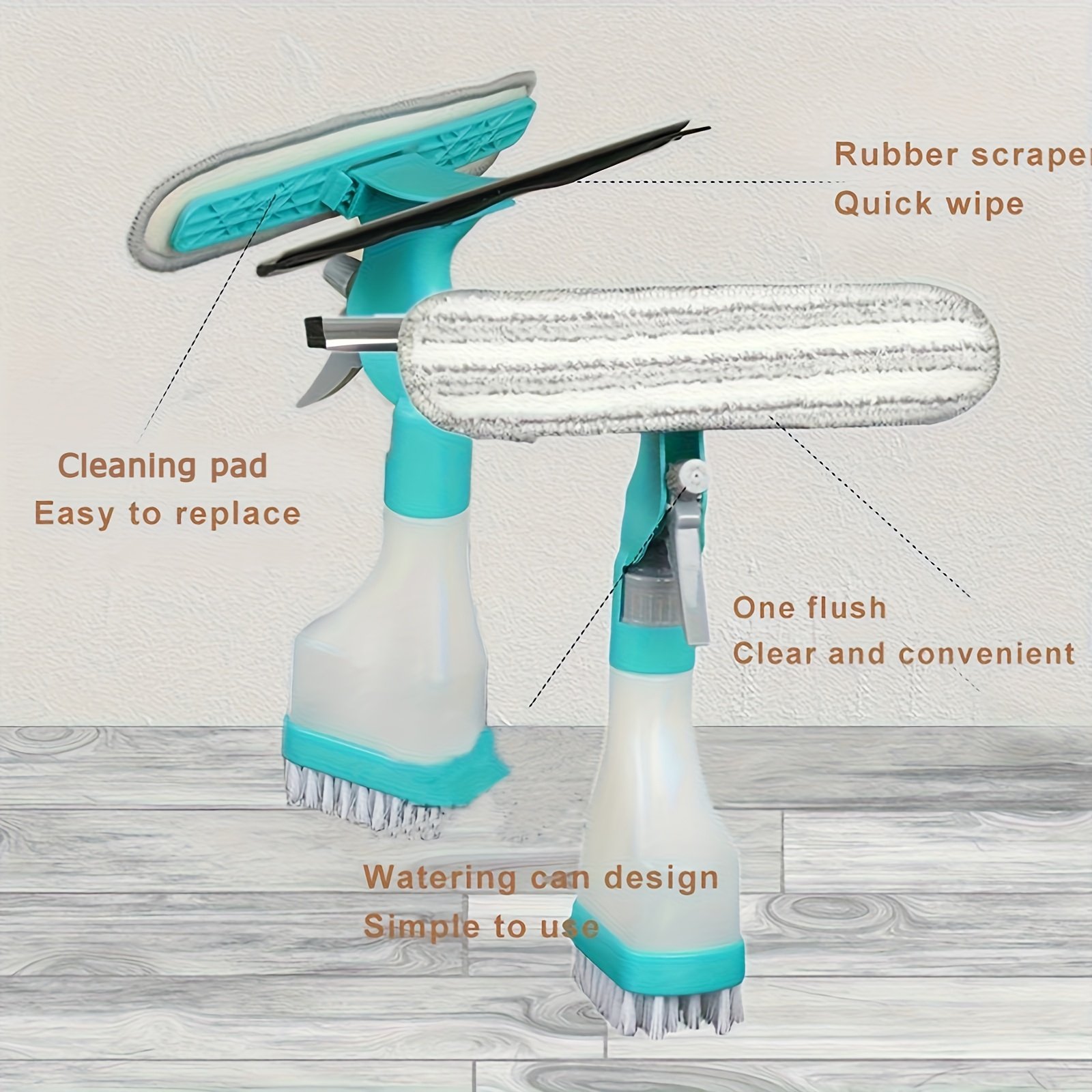 Nettoyeur de Vitres 4-en-1 « CristalNet » – Spray, Raclette & Brosse — default (8/9)