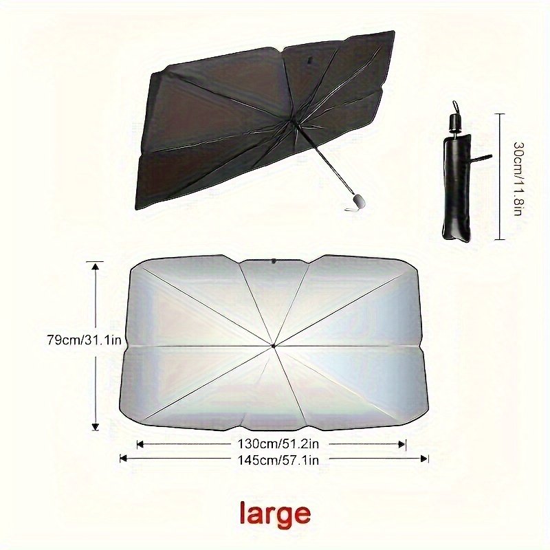 Pare-Soleil Parapluie « LaserShield » – Film Laser Haute Réflexion, Housse Incluse — Argent titane (2/9)