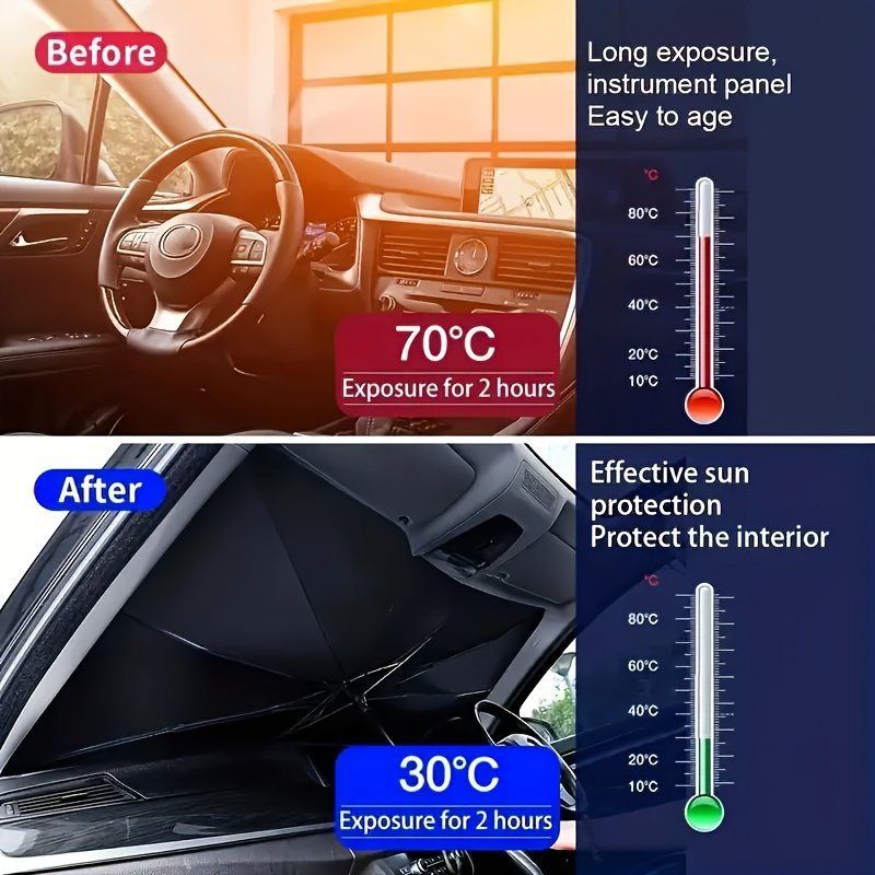 Pare-Soleil Parapluie « LaserShield » – Film Laser Haute Réflexion, Housse Incluse — Argent titane (8/9)