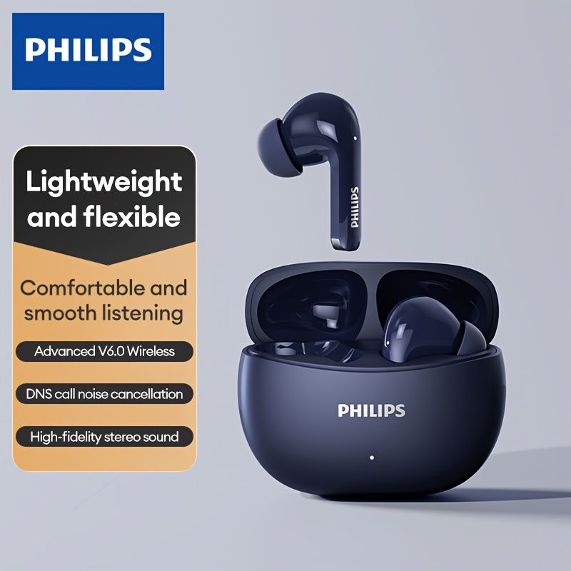 Philips TAT1420 – True Wireless Bluetooth Earbuds, Patented "U" Fit — Grey