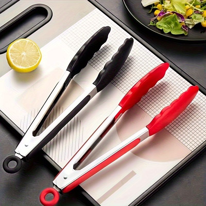Stainless Steel Kitchen Tongs "GripChef" – Heat-Resistant Silicone Tips — 20 cm