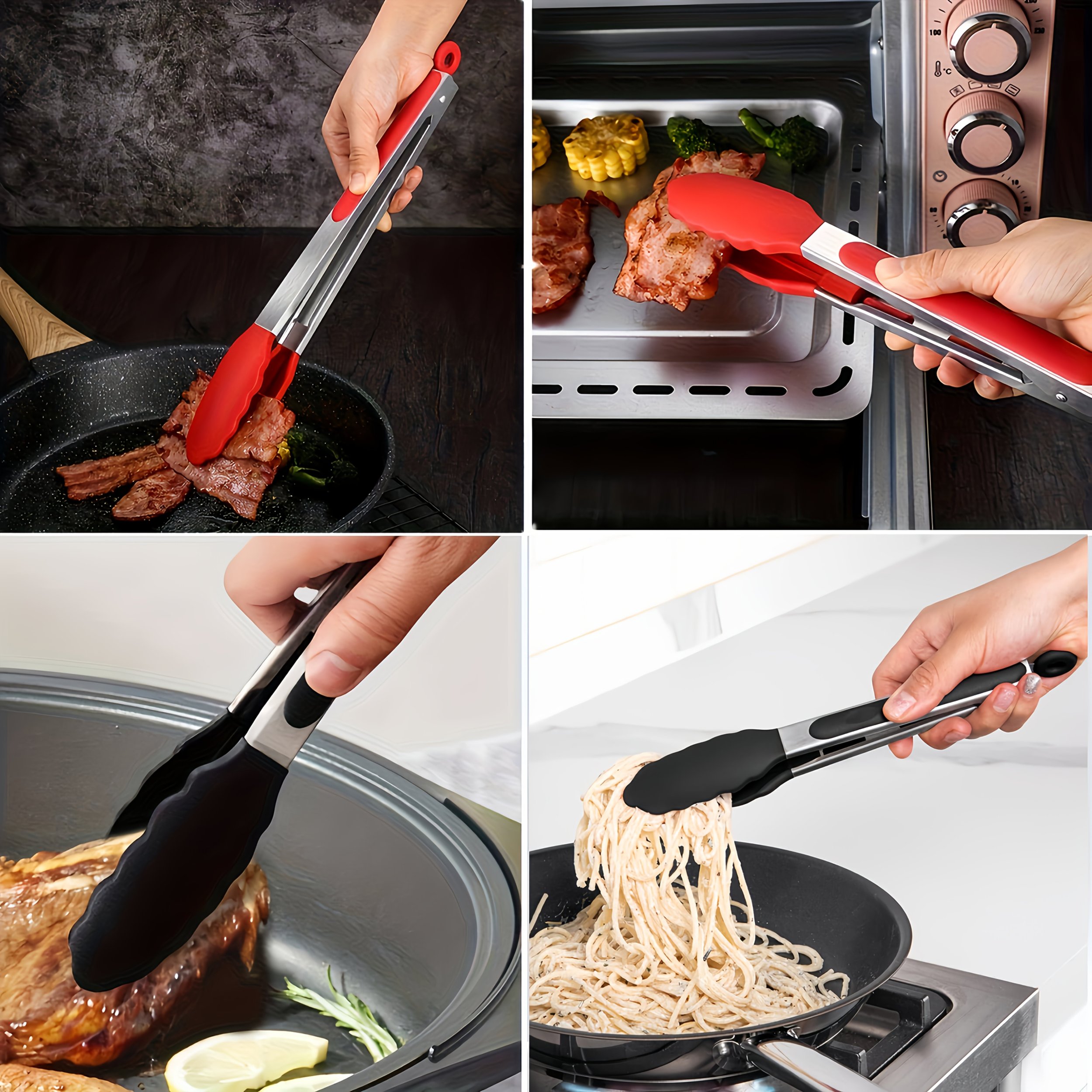 Pinces de Cuisine Inox « GripChef » – Anti-Chaleur, Embouts Silicone — 20 cm (7/9)