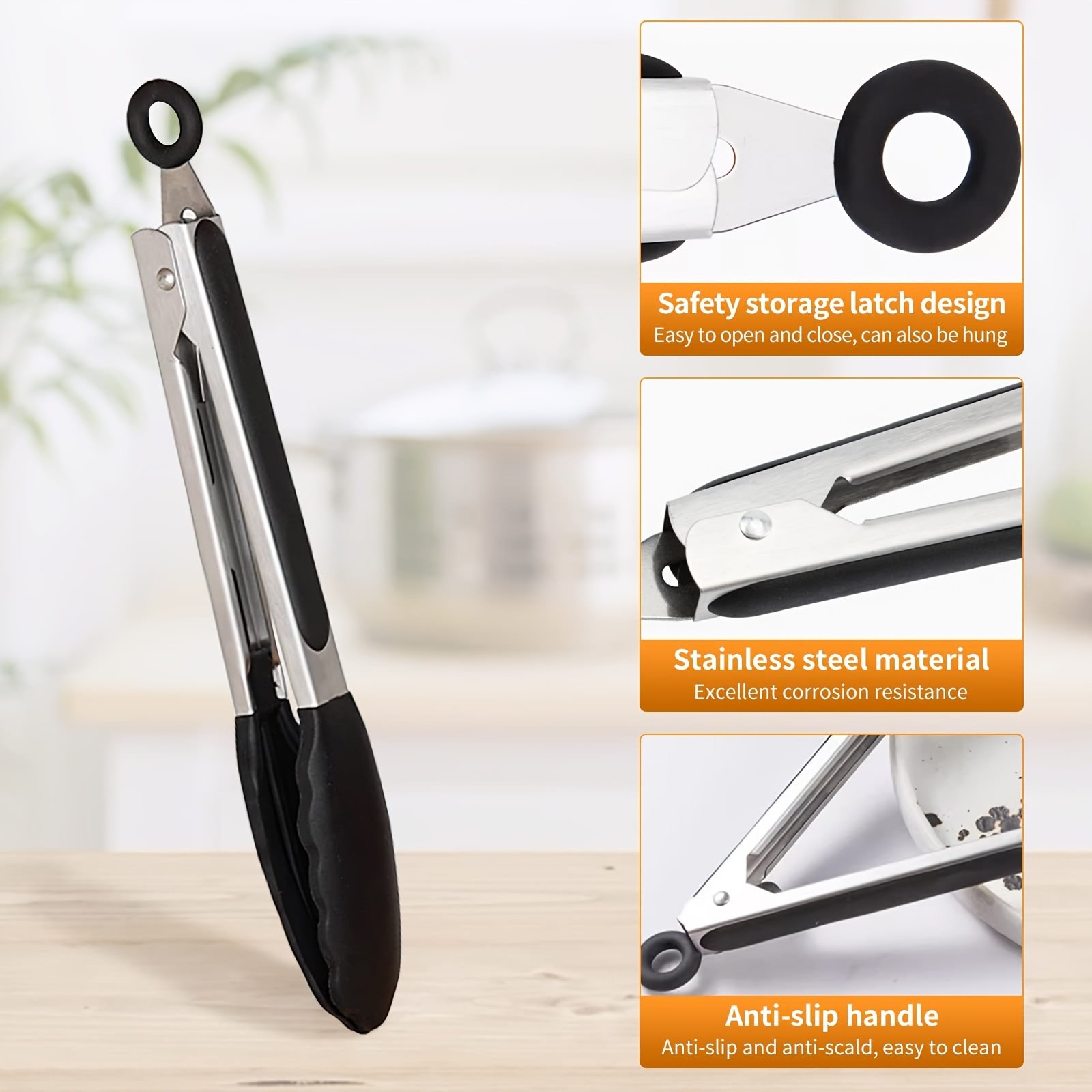 Pinces de Cuisine Inox « GripChef » – Anti-Chaleur, Embouts Silicone — 20 cm (8/9)
