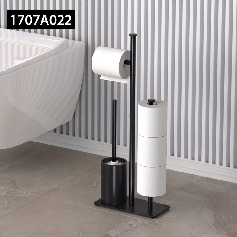 Porte-Papier Toilette « Colonne » – Sur Pied avec Réserve Intégrée — Noir (3/10)