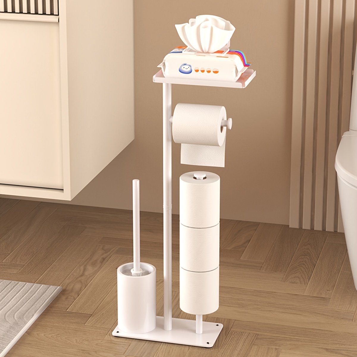 Porte-Papier Toilette « Colonne » – Sur Pied avec Réserve Intégrée — Noir (7/10)
