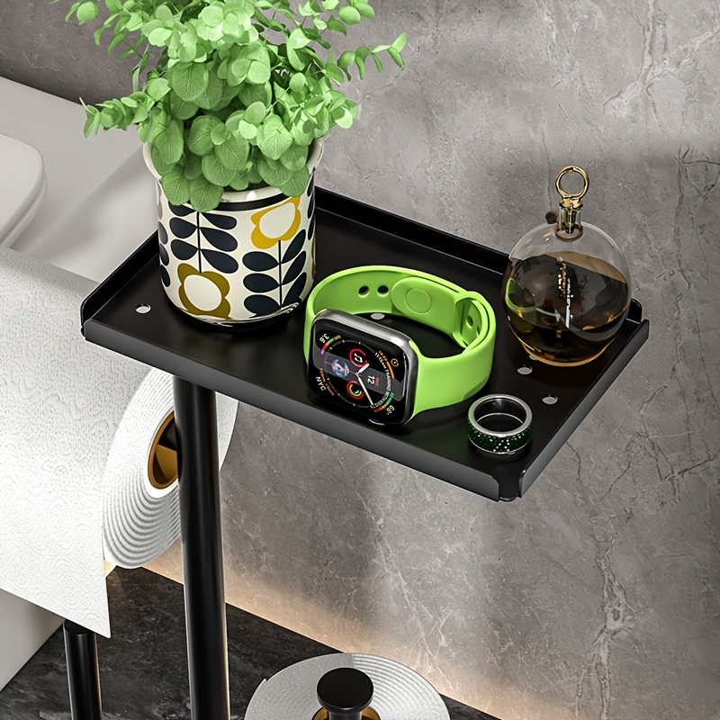 Porte-Papier Toilette « Colonne » – Sur Pied avec Réserve Intégrée — Noir (10/10)