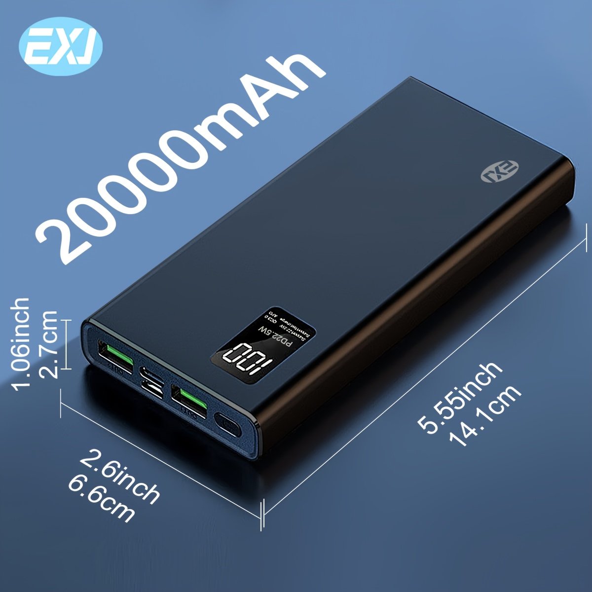 Powerbank « Trek » EXJ – 20 000 mAh Charge Rapide 22,5 W Outdoor — Noir (4/11)