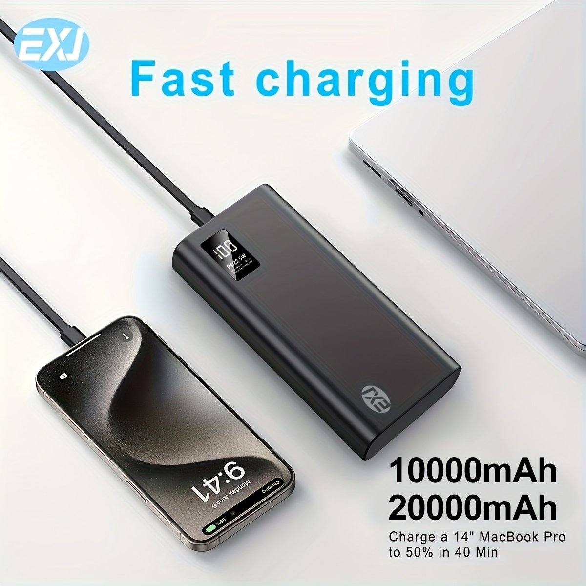 Powerbank « Trek » EXJ – 20 000 mAh Charge Rapide 22,5 W Outdoor — Noir (8/11)