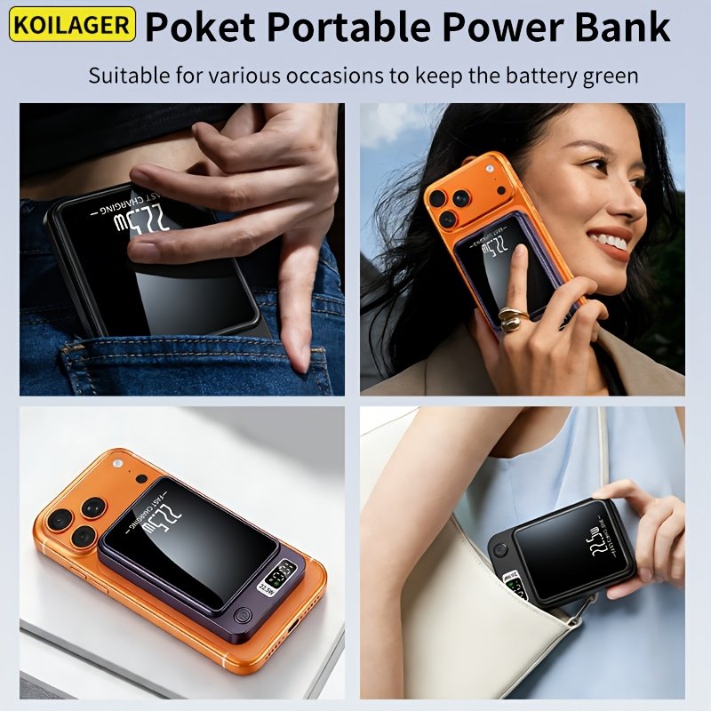 Powerbank « Snap » – Magnétique Sans Fil 10 000 mAh pour iPhone — Noir (7/9)