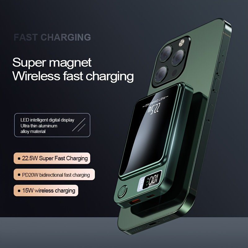 Powerbank « Snap » – Magnétique Sans Fil 10 000 mAh pour iPhone — Noir (9/9)