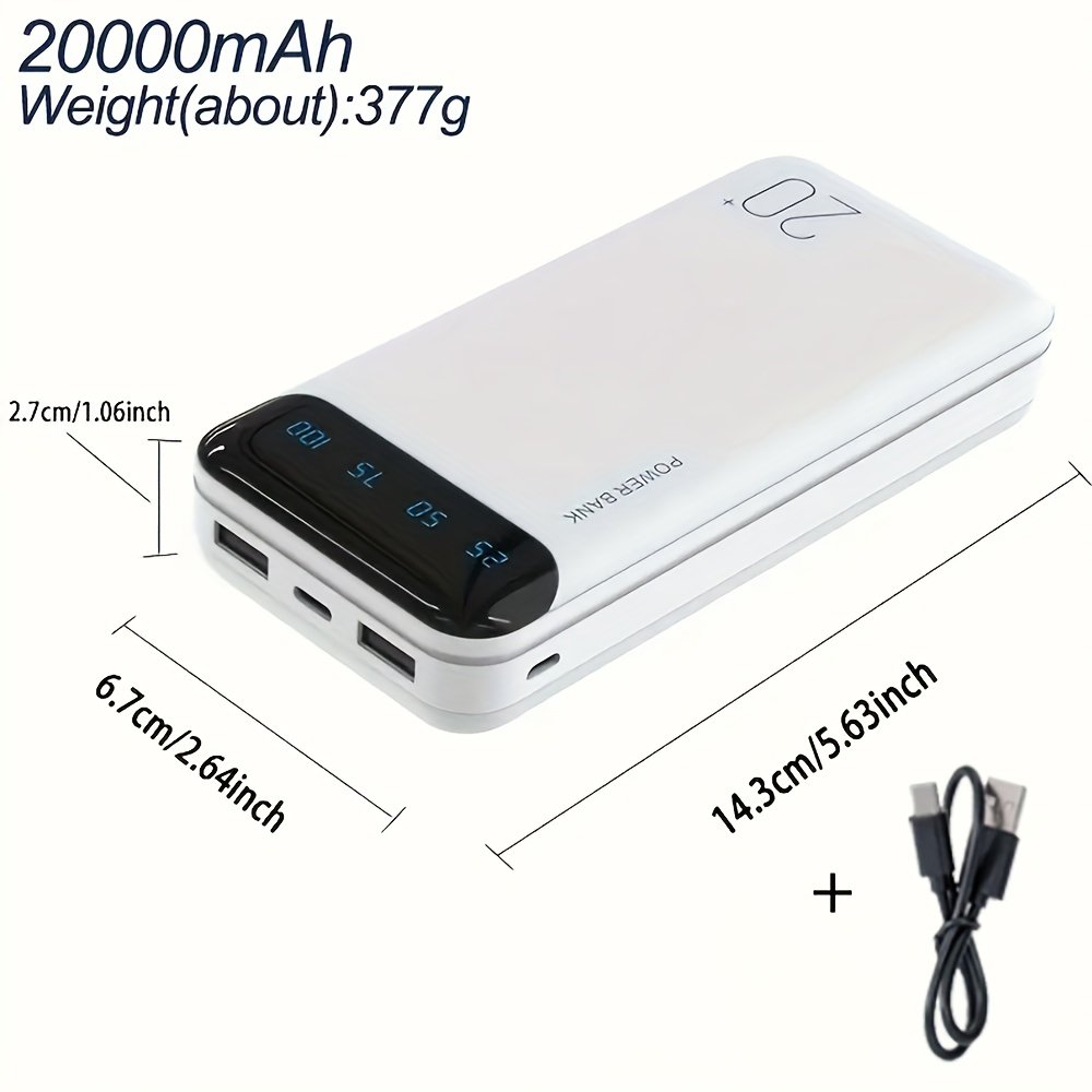 Powerbank « Marathon » – Batterie Externe 20 000 mAh Grande Capacité — Blanc (5/9)