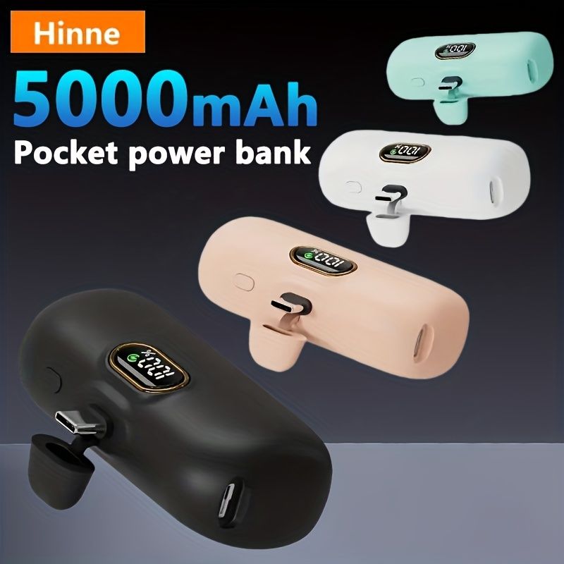 Power Bank "Pocket" – Ultra-Compact 5000 mAh Mini Battery — Black