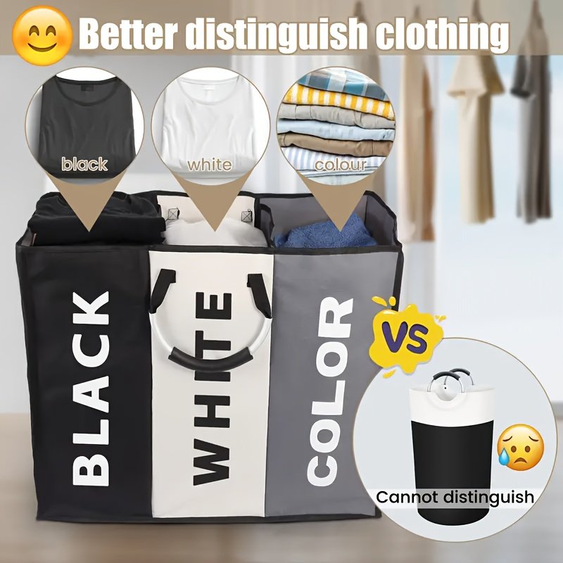 Panier à Linge « TriPack » 240 L – 3 Compartiments, Poignées Alu — default (6/8)