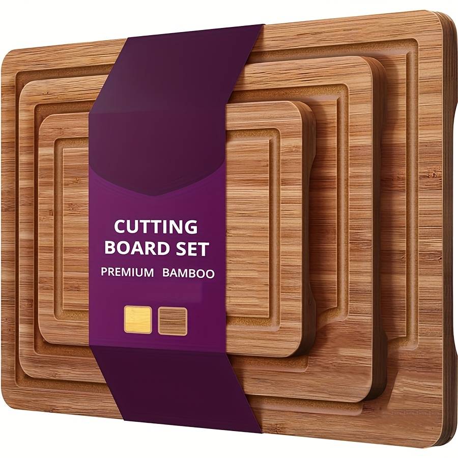 3-Piece Bamboo Cutting Board Set "BambuTrio" – Thick & Multipurpose
