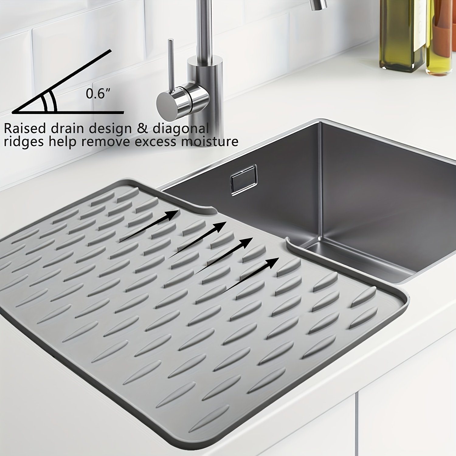 Tapis Égouttoir Silicone XL « DrySpace » – 60 × 39 cm, Antidérapant — Noir (2/9)