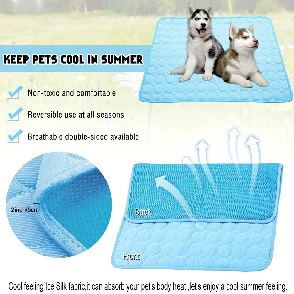 Tapis Rafraîchissant Chien & Chat « FreshPaws » – Respirant, Lavable en Machine — Bleu clair (4/9)