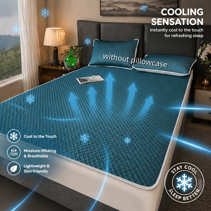 Waffle Cooling Mat "Cool Night" – Breathable Washable Bed Topper — Vert menthe