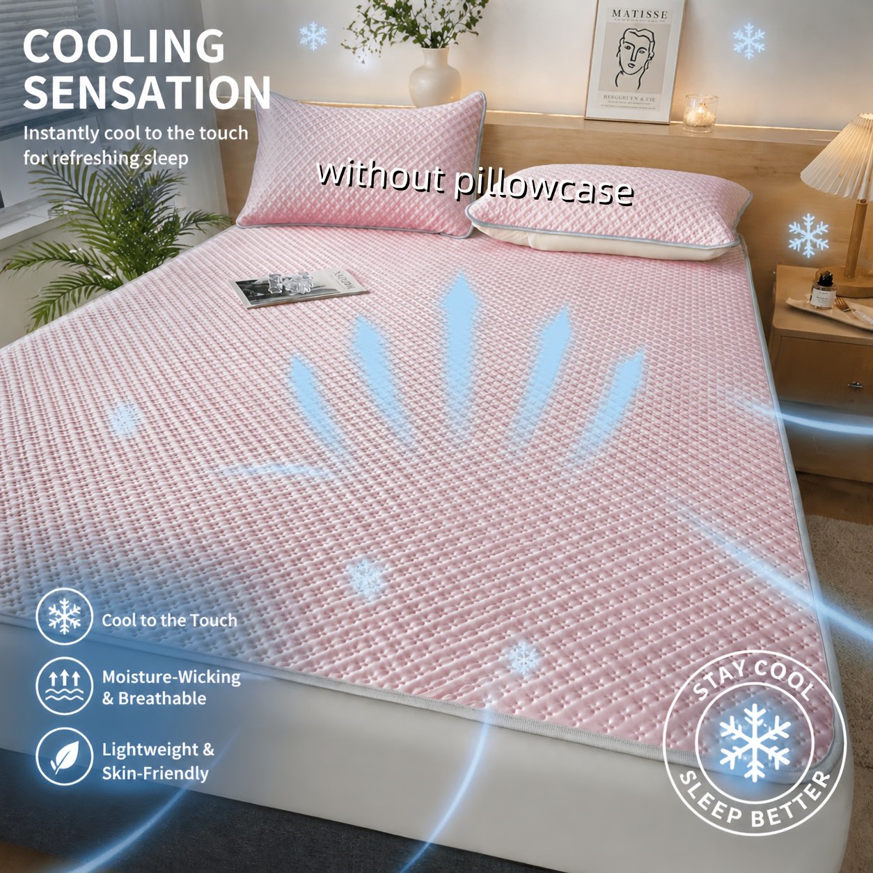 Tapis Rafraîchissant Gaufré « Nuit Fraîche » – Surmatelas Respirant Lavable — Vert menthe (13/17)