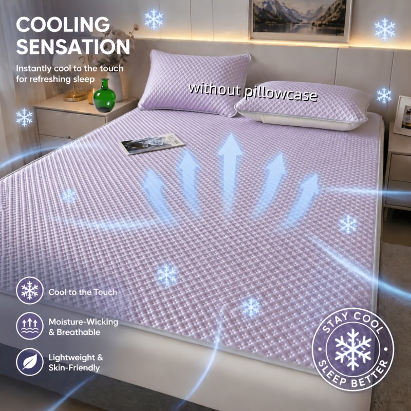 Tapis Rafraîchissant Gaufré « Nuit Fraîche » – Surmatelas Respirant Lavable — Vert menthe (14/17)