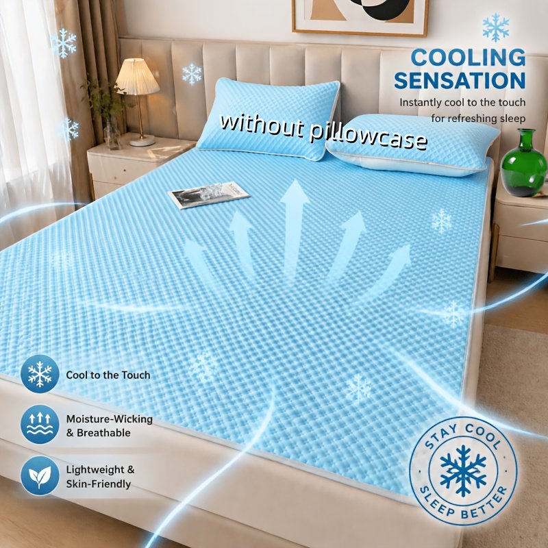 Tapis Rafraîchissant Gaufré « Nuit Fraîche » – Surmatelas Respirant Lavable — Vert menthe (15/17)