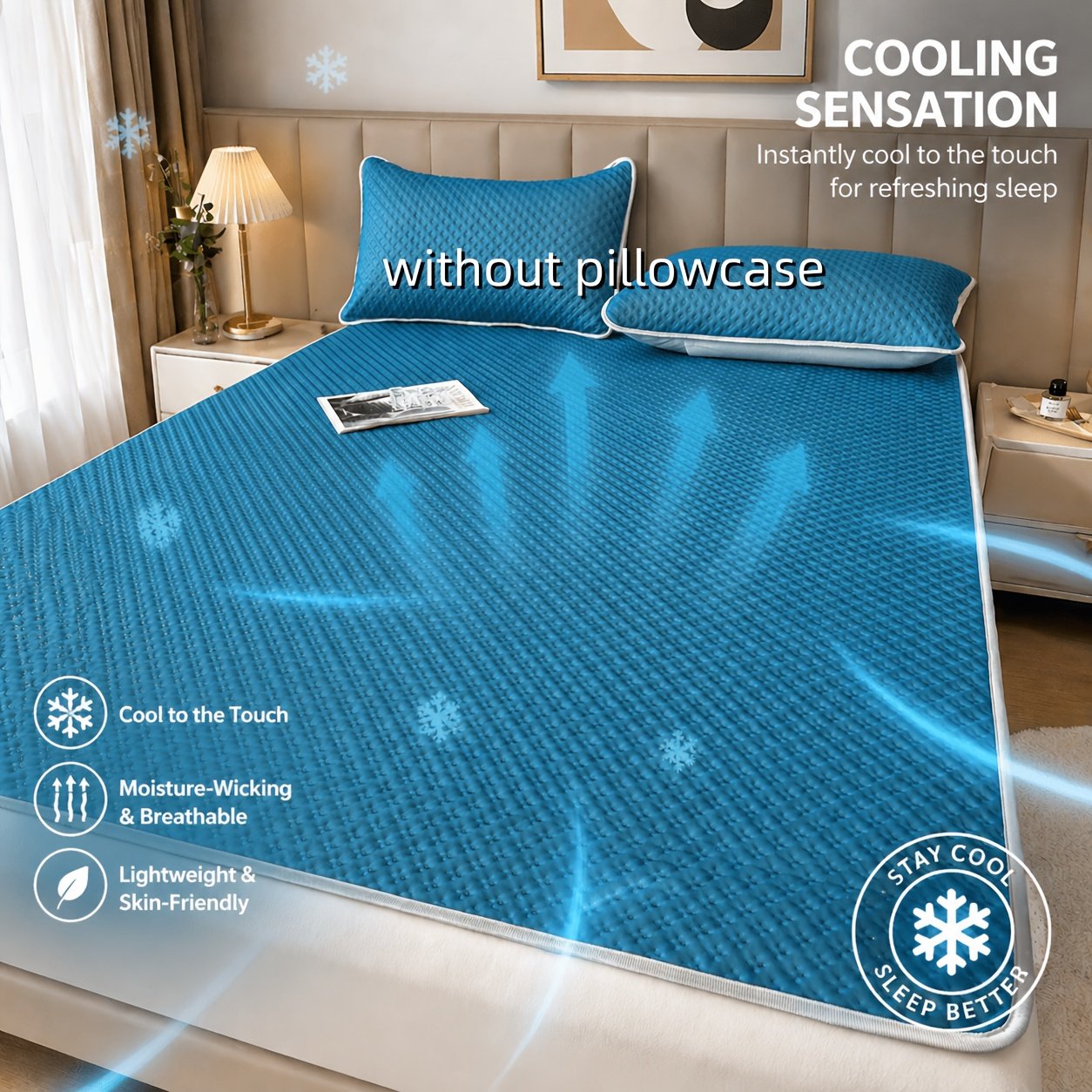 Tapis Rafraîchissant Gaufré « Nuit Fraîche » – Surmatelas Respirant Lavable — Vert menthe (16/17)