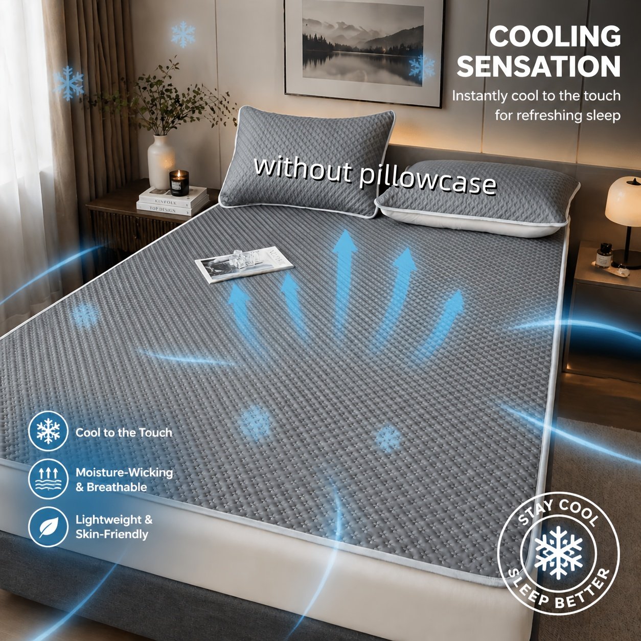 Tapis Rafraîchissant Gaufré « Nuit Fraîche » – Surmatelas Respirant Lavable — Vert menthe (2/17)