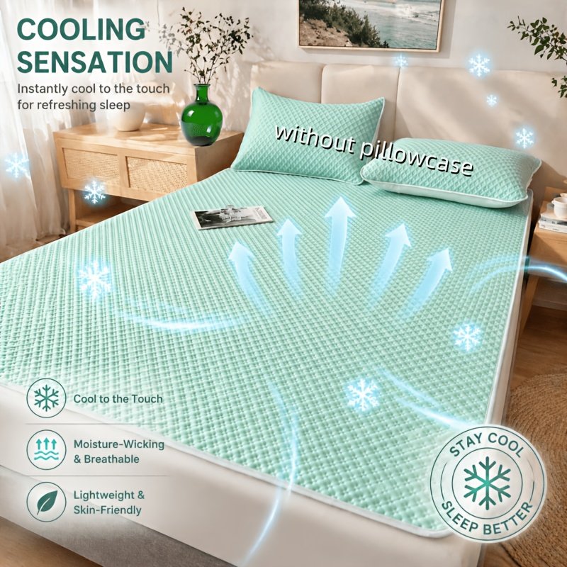 Tapis Rafraîchissant Gaufré « Nuit Fraîche » – Surmatelas Respirant Lavable — Vert menthe (3/17)
