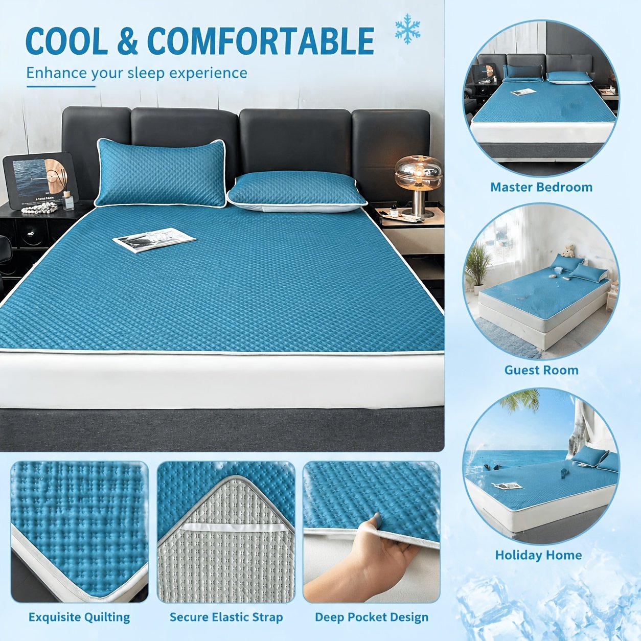 Tapis Rafraîchissant Gaufré « Nuit Fraîche » – Surmatelas Respirant Lavable — Vert menthe (4/17)