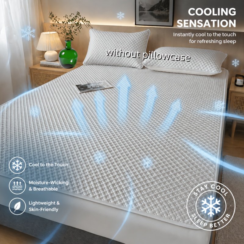 Tapis Rafraîchissant Gaufré « Nuit Fraîche » – Surmatelas Respirant Lavable — Vert menthe (5/17)