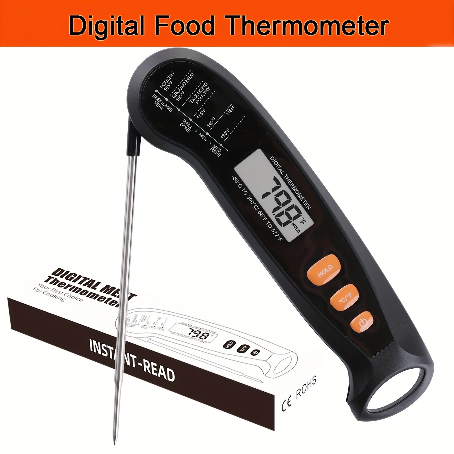 Thermomètre de Cuisine Digital « ThermoSwift » – Sonde à Lecture Rapide & Précise — Noir (2/4)