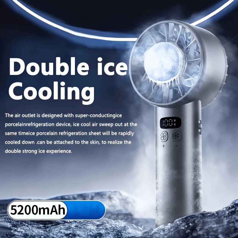 Pocket Fan "PowerWind 5200" – 3-in-1, LED Display, 100 Speeds