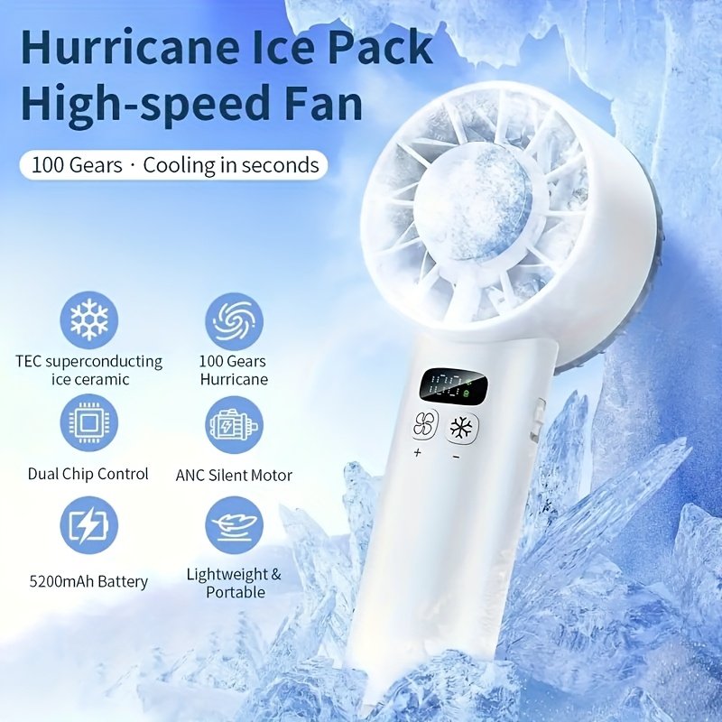 Ventilateur de Poche « PowerWind 5200 » – 3-en-1, Écran LED, 100 Vitesses — Noir (6/9)
